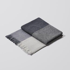 SNOWE Checked Throw Merino Lambswool Grey Made in Italy 56” L x 70"W NWOT